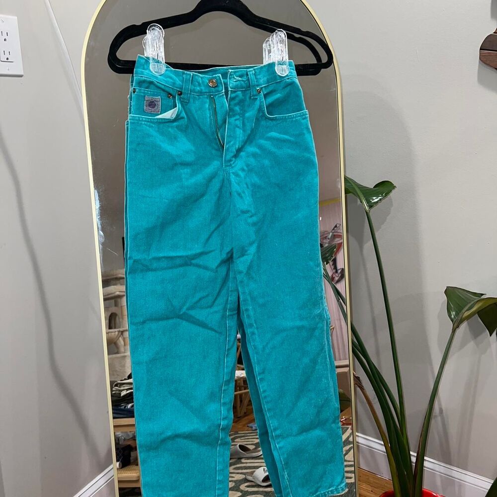 Rigolletto Women's Blue and Green Jeans